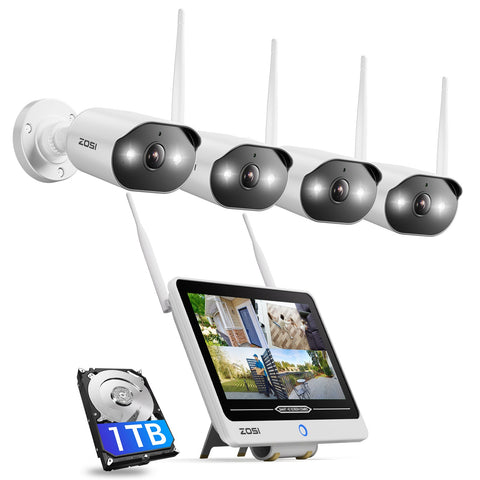 C302 WiFi-6 3MP 8CH Security Camera System + 12 inch LCD Monitor + 2TB HDD