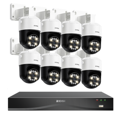 C296B 4K 16CH PTZ Security Camera System +2-Bay NVR(32-Camera Expandable) + 4TB Hard Drive