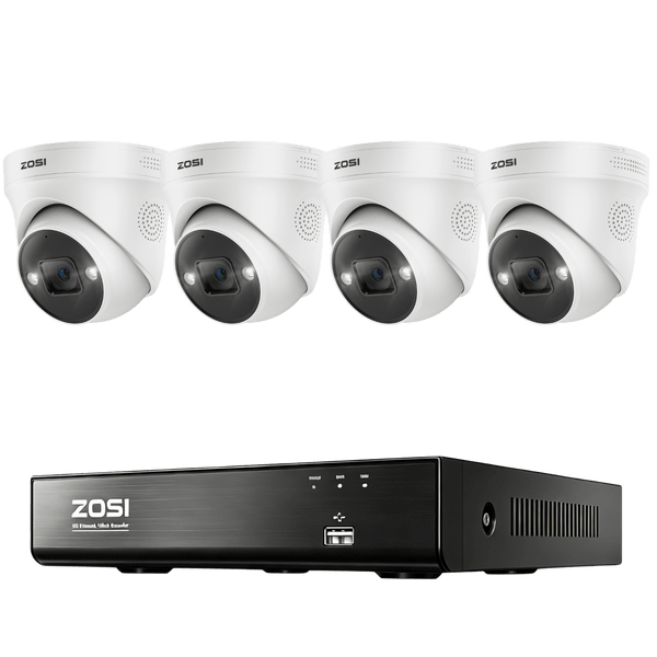 C225 4K 8CH PoE Security Camera System + 4K PoE NVR (No Ethernet cable)