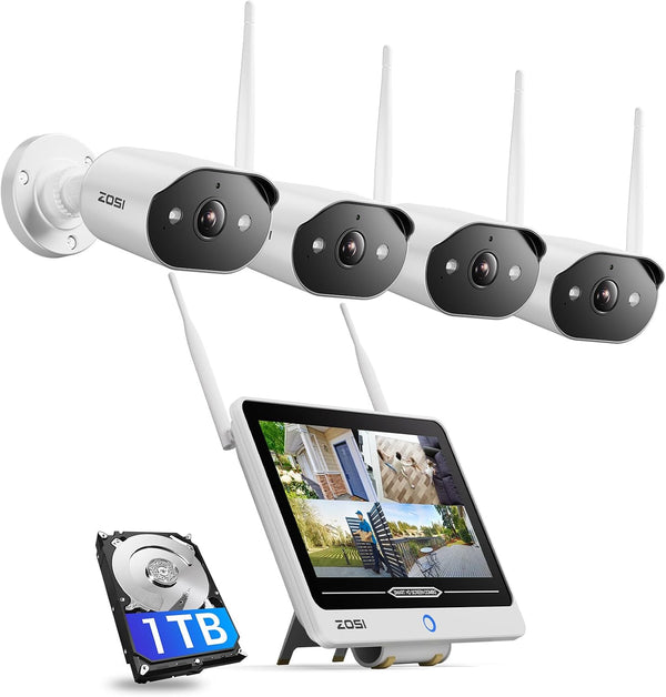 [1TB / 2TB] C302 3MP 8CH Wireless Security Camera System + 12 inch LCD Monitor