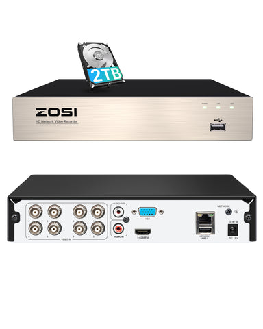 2MP 8 Channel Video Recorder DVR + 2TB Hard Drive(ZR08VN)