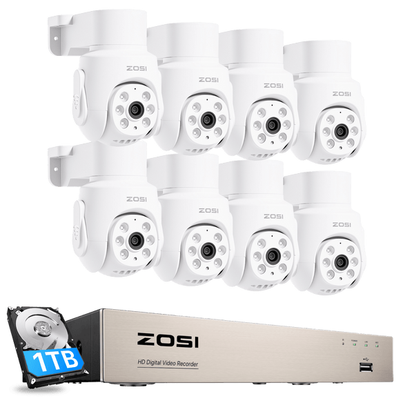 C280 1080p 8CH PT Security Camera System with Audio Record